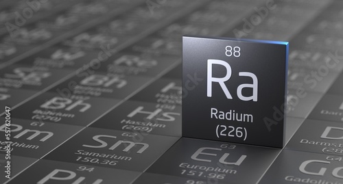Quadro em tela Radium element periodic table, metal mining 3d illustration
