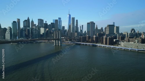 Wallpaper Mural Amazing aerial panoramic view of Lower Manhattan with iconic skyscrapers, Brooklyn Bridge and East River on sunny day. New York City, USA Torontodigital.ca