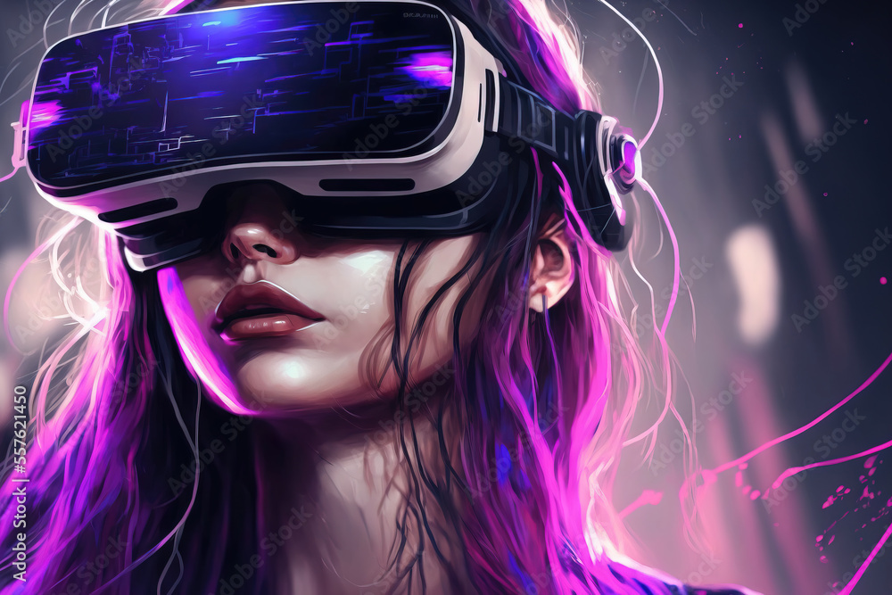 Person with virtual reality glasses. VR headset . sketch art for artist creativity and inspiration. generative AI Person with virtual reality glasses. VR headset . sketch art for artist creativity and inspiration. generative AI