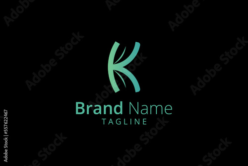 Letter k logo design icon, leaf logo design, letter k leaf logo design with gradient color 