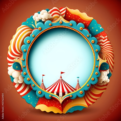 illustration of a nice round frame, with a circus theme