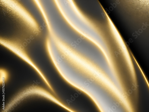 Shimmering Glowing, Wavy Black and Gold Backdrop, Generative AI Image