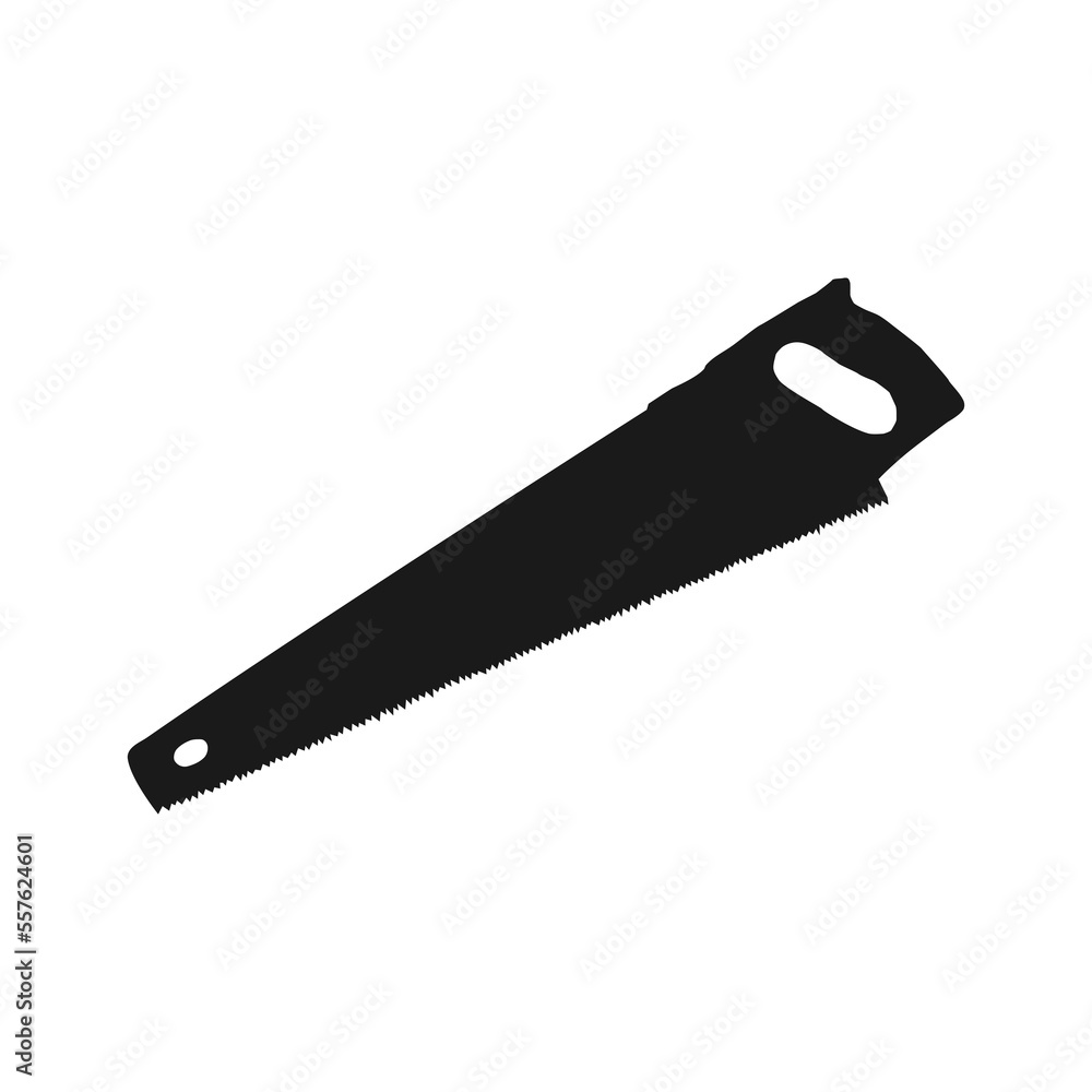 Vector silhouette of a wood saw with a distinctive wooden handle shape. You can use this vector for the purposes of poster, flyer, and educational design materials. Vector silhouette of a wood saw with a distinctive wooden handle shape. You can use this vector for the purposes of poster, flyer, and educational design materials.