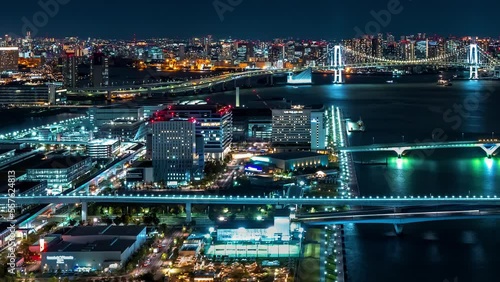 Wallpaper Mural Time-lapse of the Rainbow bridge across Tokyo Bay at night Torontodigital.ca