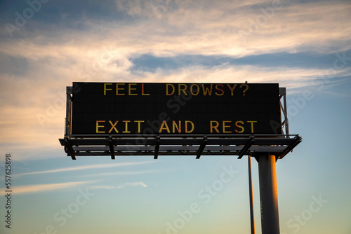 Digital traffic sign warning of driving while sleepy