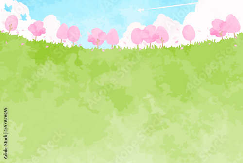 緑あふれる春の風景イラスト