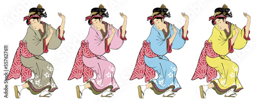 Obraz na płótnie 浮世絵　踊る女性　その2