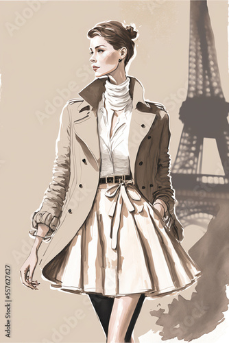 paris inspired fashion illustration, AI assisted finalized in Photoshop by me 
