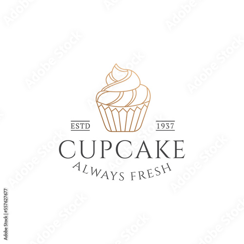 Cupcake Logo Vector Bakery Illustration, Pastry Design Inspiration, cake logo, vector illustration graphic doodle line art style drawing