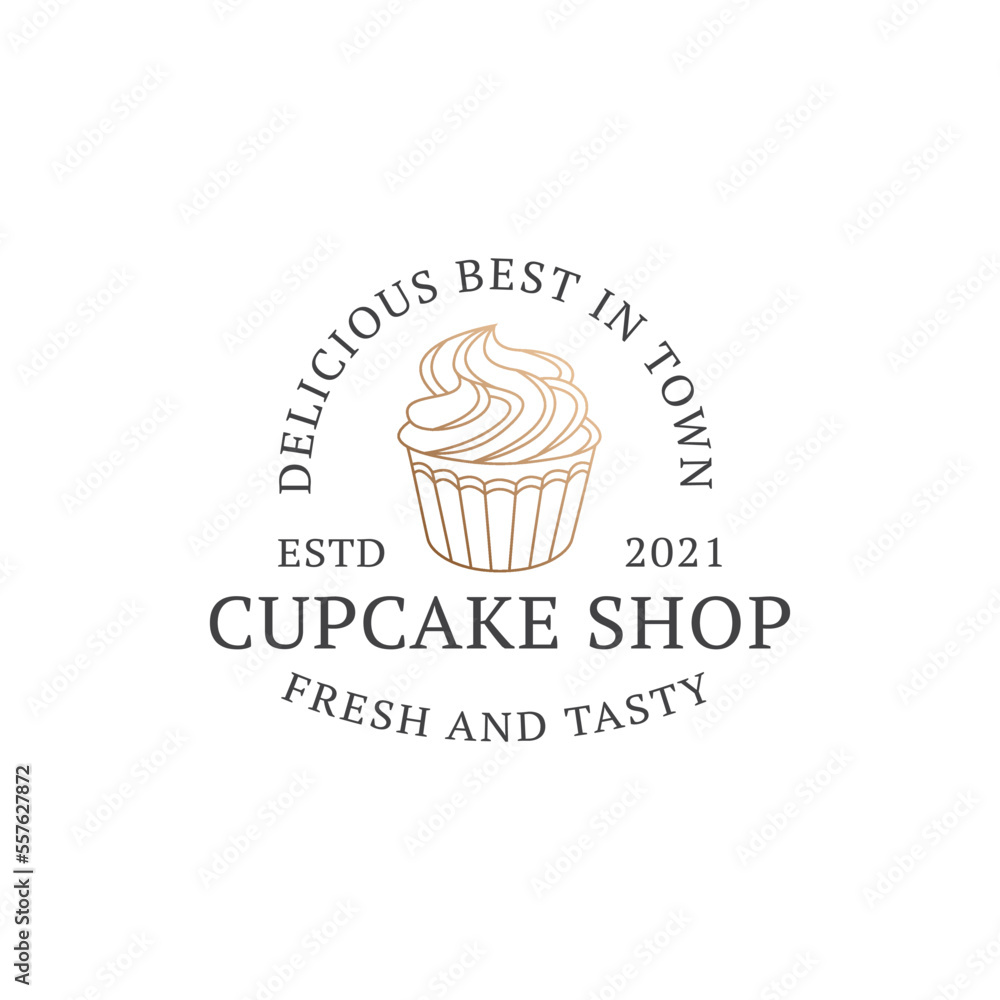 Cupcake Logo Vector Bakery Illustration, Pastry Design Inspiration, cake logo, vector illustration graphic doodle line art style drawing Cupcake Logo Vector Bakery Illustration, Pastry Design Inspiration, cake logo, vector illustration graphic doodle line art style drawing