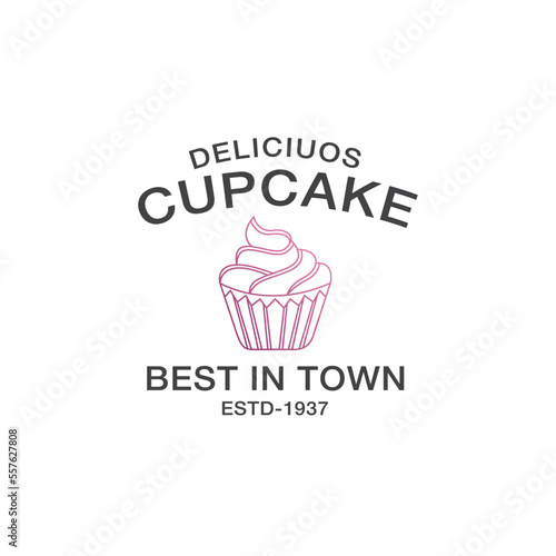 Cupcake Logo Vector Bakery Illustration  Pastry Design Inspiration  cake logo  vector illustration graphic doodle line art style drawing