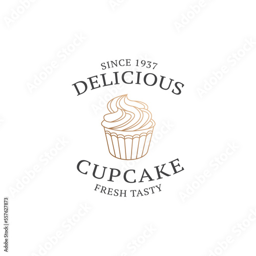 Cupcake Logo Vector Bakery Illustration  Pastry Design Inspiration  cake logo  vector illustration graphic doodle line art style drawing