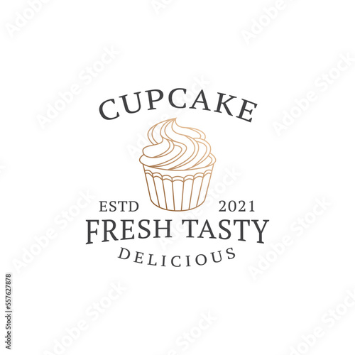 Cupcake Logo Vector Bakery Illustration  Pastry Design Inspiration  cake logo  vector illustration graphic doodle line art style drawing