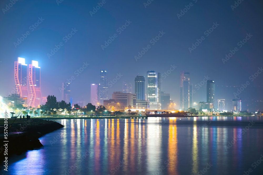 Izmir night landscape - Izmir, Turkey - January 01 2023 Izmir night landscape - Izmir, Turkey - January 01 2023
