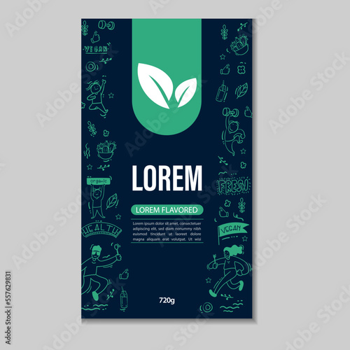 vegan pouch packaging design vector