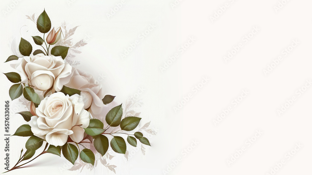 Fototapeta premium Romantic background/wallpaper/invitation with gorgeous roses, generative ai, digital art