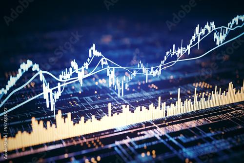 stock market chart technology background, 3d rendering photo