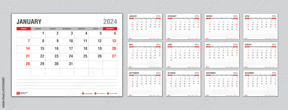 Monthly calendar template for 2024 year, Week Starts on sunday, Planner 2024 year, Wall calendar in a minimalist style, desk calendar 2024 template, New Year Calendar Design, Business template Vector Monthly calendar template for 2024 year, Week Starts on sunday, Planner 2024 year, Wall calendar in a minimalist style, desk calendar 2024 template, New Year Calendar Design, Business template Vector