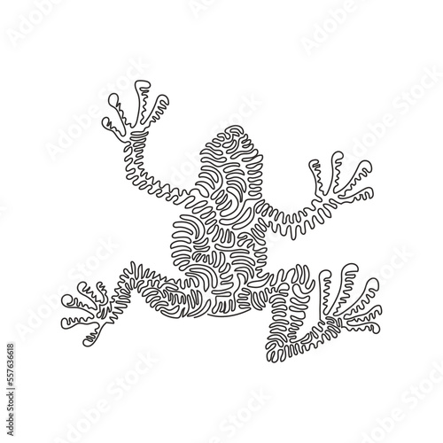 Single swirl continuous line drawing of cute frog abstract art. Continuous line draw graphic design vector illustration style of friendly domestic animal for icon, sign, minimalism modern wall decor