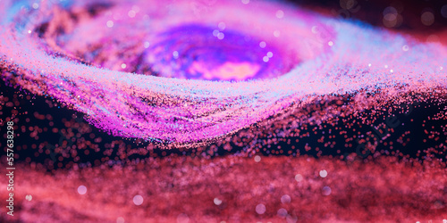 Billede på lærred Colorful nebula with density glowing particles, 3d rendering.