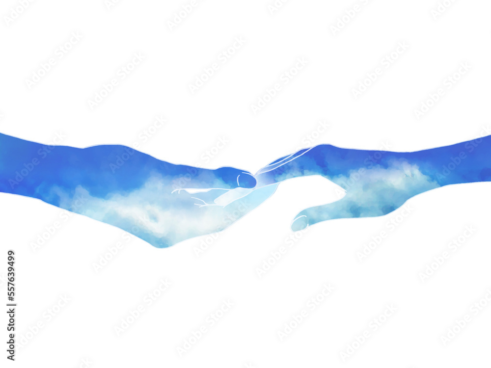 家族イメージー女性の手を取る男性の手(青空) Stock Illustration | Adobe Stock