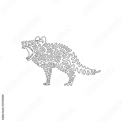 Continuous curve one line drawing of  carnivorous marsupial curve abstract art. Single line editable stroke vector illustration of fierce tempers animal for logo, wall decor and poster print decor © Ganjar