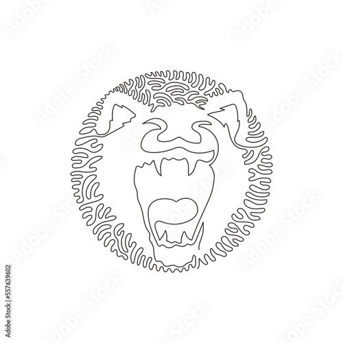 Single swirl continuous line drawing of scary tasmanian devil abstract art. Continuous line draw graphic design vector illustration style of carnivorous mammal for icon, sign, modern wall decor