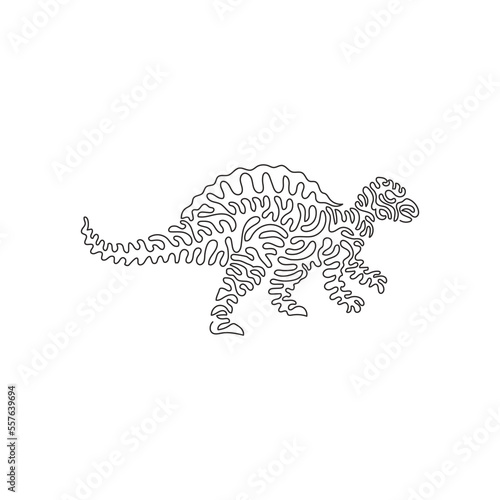 Continuous curve one line drawing of spine lizard curve abstract art. Single line editable stroke vector illustration of spinosaurus large carnivores for logo, wall decor and poster print decoration