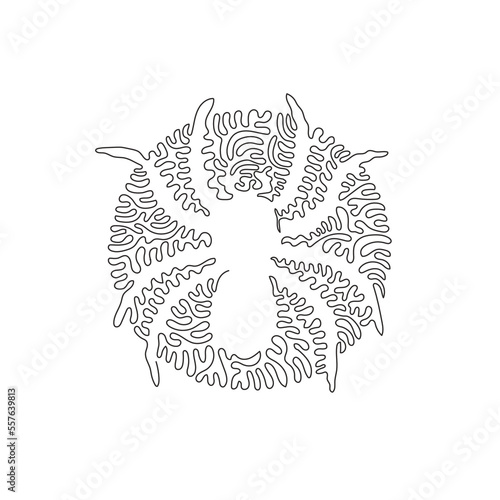 Single swirl continuous line drawing of giant huntsman spider abstract art. Continuous line draw graphic design vector illustration style of cute insect for icon, sign, minimalism modern wall decor