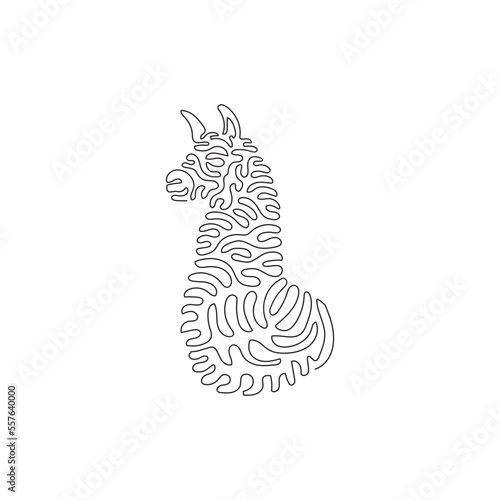 Continuous curve one line drawing of cute sitting alpaca curve abstract art. Single line editable stroke vector illustration of Alpaca, small camelid mammals for logo, wall decor, swirl curl style