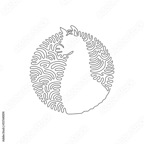 Single curly one line drawing of cute alpaca abstract art. Continuous line draw graphic design vector illustration of alpacas spit when they get angry for icon, symbol, logo, poster wall decor