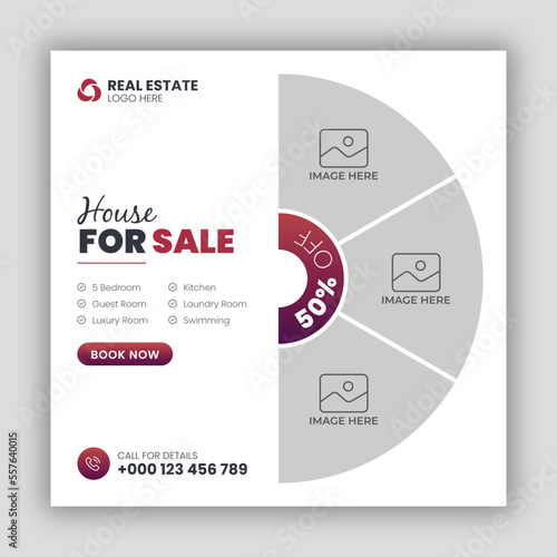 Real estate social media post web banner template