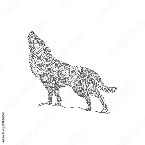 Fototapeta Naklejka Na Ścianę i Meble -  Single swirl continuous line drawing. Wolves are very intelligent creatures. Continuous line draw graphic design vector illustration style of ferocious wolf for icon, minimalism modern wall decor
