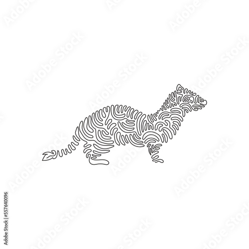 Continuous curve one line drawing of cute weasel curve abstract art. Single line editable stroke vector illustration of weasel has a pointed snout for logo, wall decor and poster print decoration