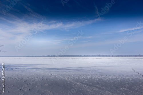 Beautiful winter landscape at the ravine Petrie Island  Ottawa river