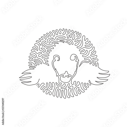Single one curly line drawing of cute moles abstract art. Continuous line draw graphic design vector illustration of moles have large digging paws for icon, symbol, company logo, and pet lover club