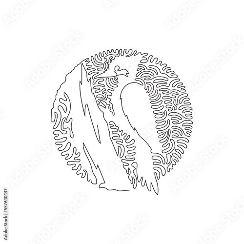 Single curly one line drawing of exotic woodpecker abstract art. Continuous line draw graphic design vector illustration of bird has a long beak for icon, symbol, company logo, poster wall decor