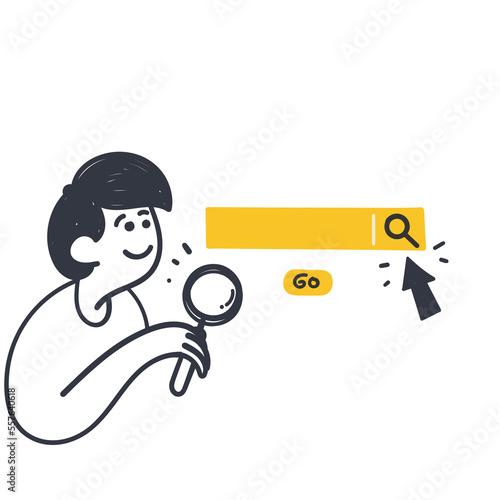 hand drawn doodle search bar button illustration vector