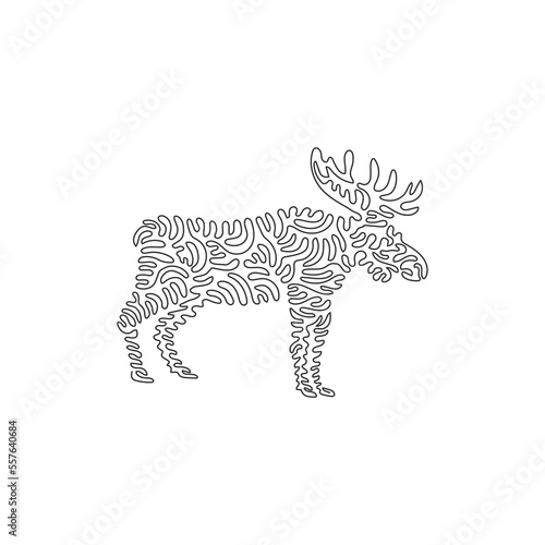 Continuous curve one line drawing of cute moose curve abstract art. Single line editable stroke vector illustration of wild animal for logo, wall decor, syimbol, and poster print decoration © Ganjar