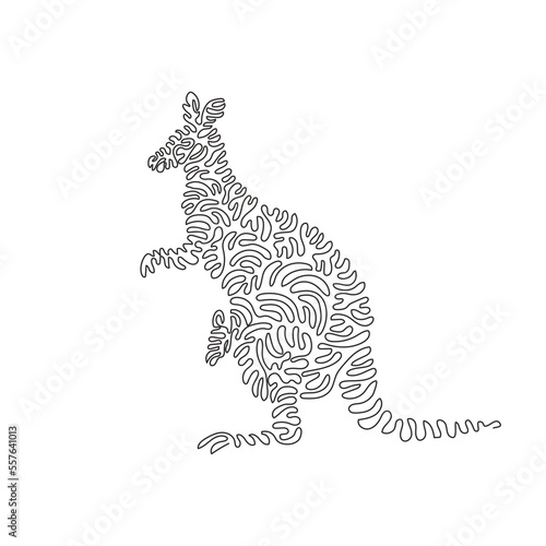 Fototapeta Naklejka Na Ścianę i Meble -  Single curly one line drawing of cute kangaroo abstract art. Continuous line draw graphic design vector illustration of friendly domestic animal for icon, symbol, company logo, poster wall decor