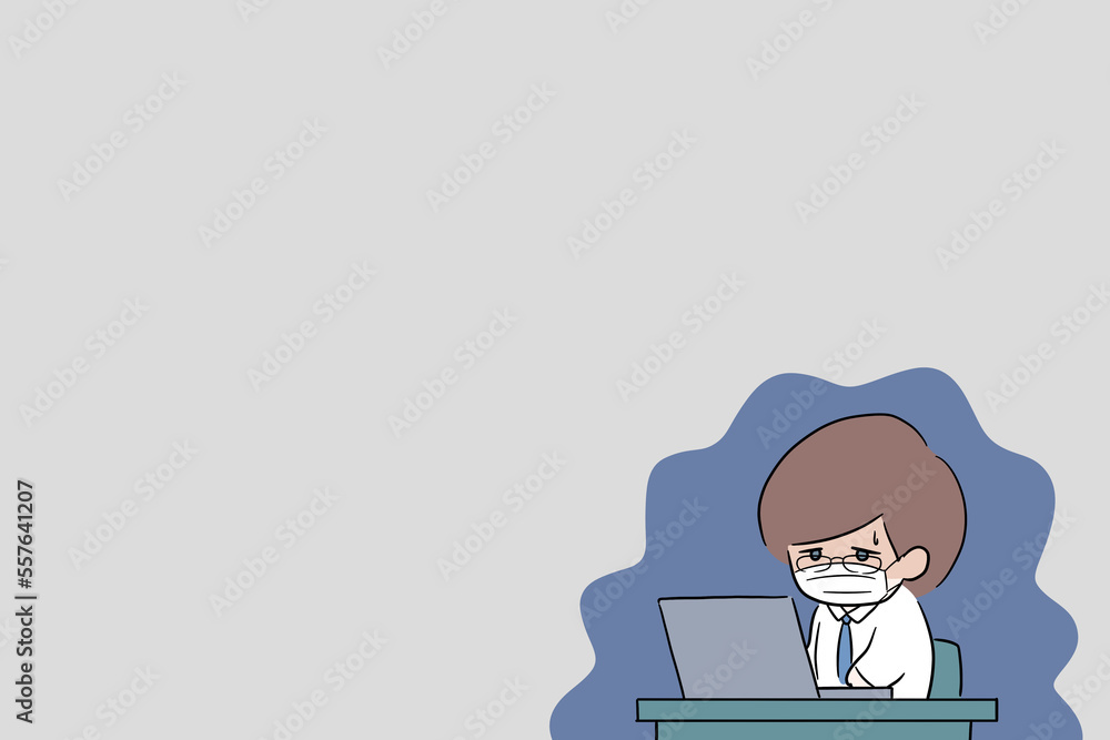overtime work night shift late night overtime illustration gloomy overtime is hard cold sweat chills mask influenza corona virus overtime work night shift late night overtime illustration gloomy overtime is hard cold sweat chills mask influenza corona virus
