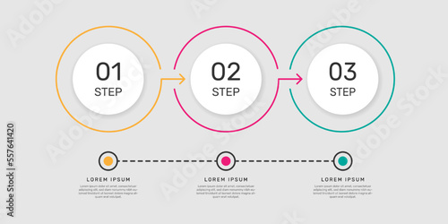 Thin line infographic template with 3 steps. - Vector.