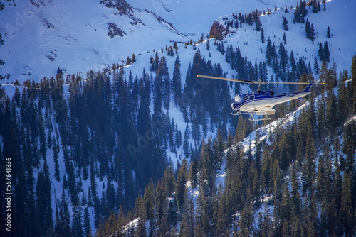 Helicopter pilot transporting heli-ski clients  photo