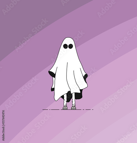 Cute ghost logo character design white
