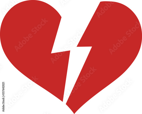 Broken red heart. Vector illustration of a broken heart. Valentines day.