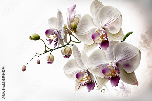 Bouquet of orchids on white background  ai generated