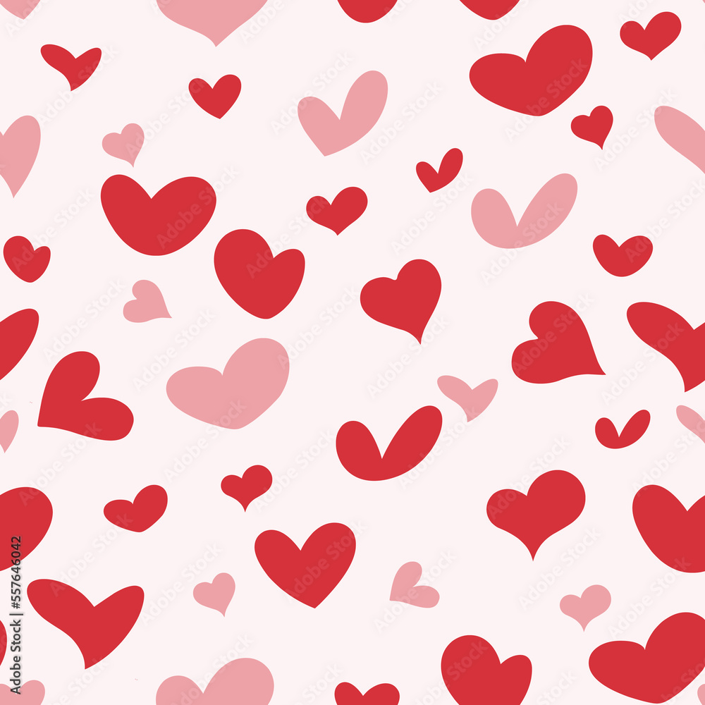 seamless pattern heart shape icon in red and pink color background vector illustrations eps10. can be used for cover book, fabric