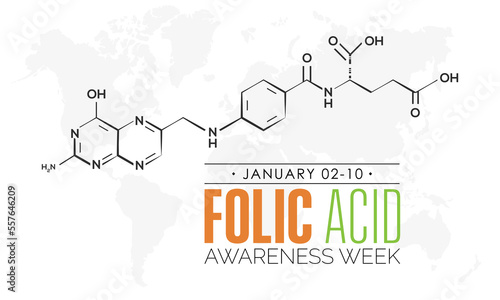 Vector illustration design concept of Folic Acid Awareness Week observed on January 2