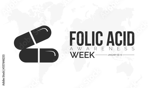 Vector illustration design concept of Folic Acid Awareness Week observed on January 2