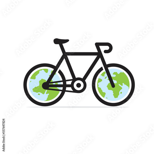 bicycle with globe in wheel vector